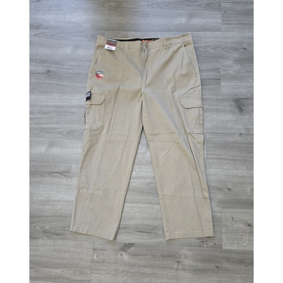 NEW Architect Active Flex Straight Leg Cargo Pants Men's 40x30 Beige Flat Front - Picture 2 of 13